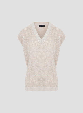 GILET IN LANA, CASHMERE E SETA EFFETTO PELLICCIA