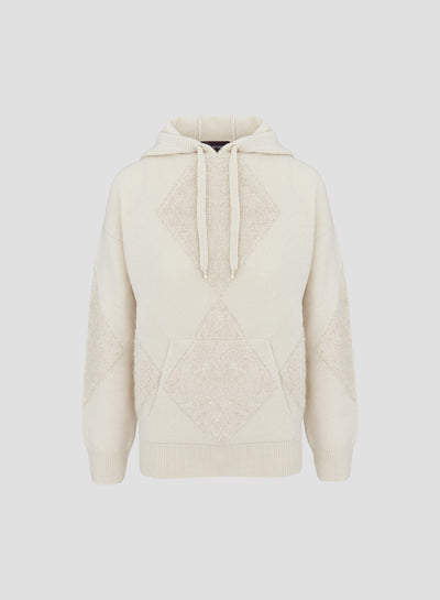WOOL, SILK AND CASHMERE HOODIE WITH FUR DETAIL