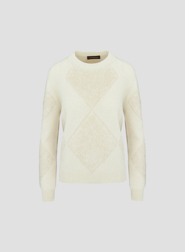 WOOL, SILK AND CASHMERE SWEATER WITH FUR DETAIL