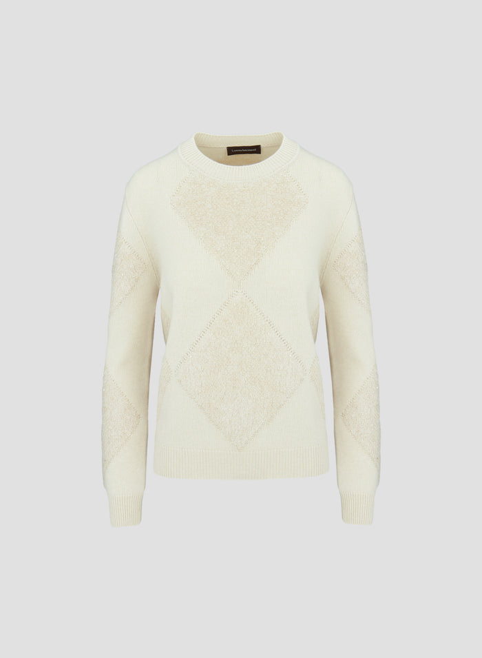 WOOL, SILK AND CASHMERE SWEATER WITH FUR DETAIL