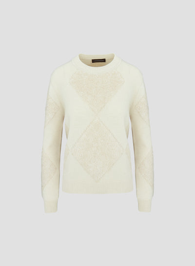 WOOL, SILK AND CASHMERE SWEATER WITH FUR DETAIL
