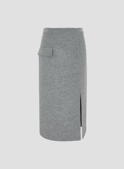 WOOL AND ANGORA DOUBLE MIDI SKIRT