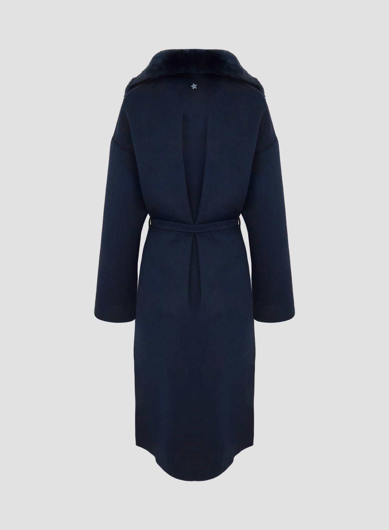 WRAP COAT IN DOUBLE WOOL AND SHEARLING