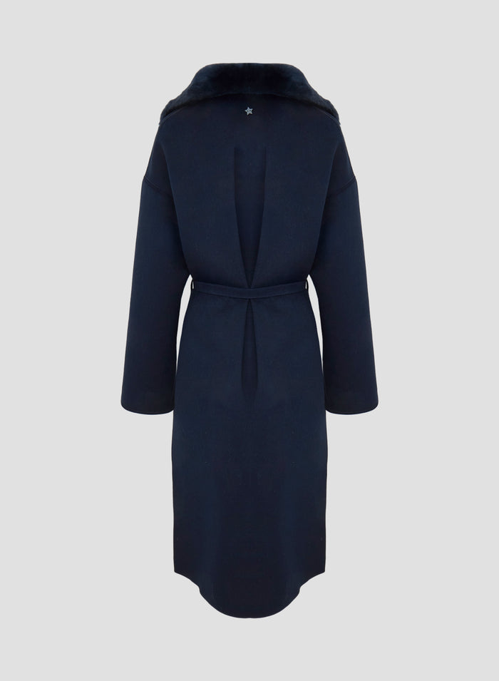 WRAP COAT IN DOUBLE WOOL AND SHEARLING