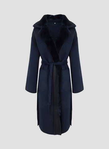 CAPPOTTO A VESTAGLIA IN DOUBLE DI LANA E MONTONE