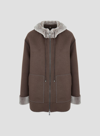 CAPPOTTO IN DOUBLE DI LANA E MONTONE