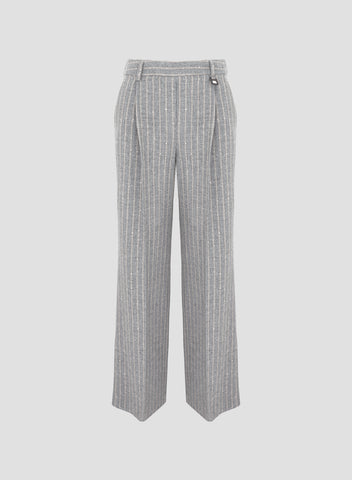 PANTALONI A GAMBA DRITTA IN LANA E COTONE