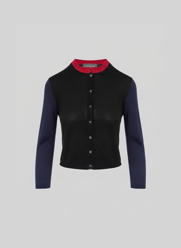 ULTRALIGHT CASHMERE AND SILK COLOR-BLOCK CARDIGAN