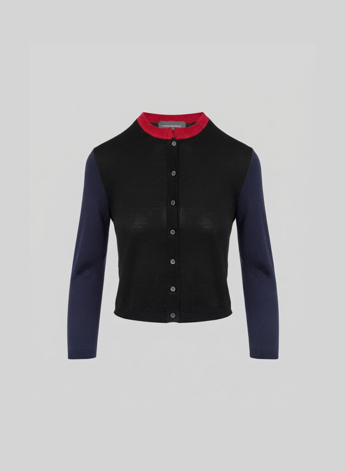 CARDIGAN A BLOCCHI DI COLORE IN CASHMERE E SETA ULTRALIGHT