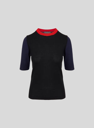COLOR BLOCK ULTRALIGHT CASHMERE AND SILK SWEATER