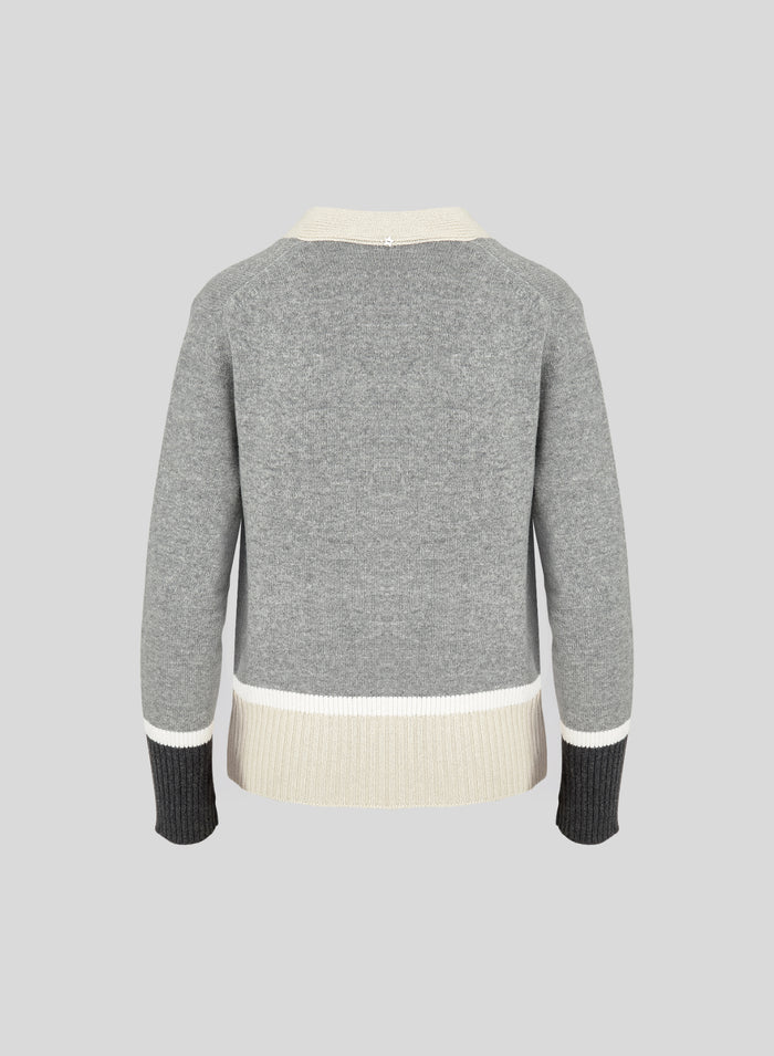 COLOR BLOCK CARDIGAN IN LORENA YARN