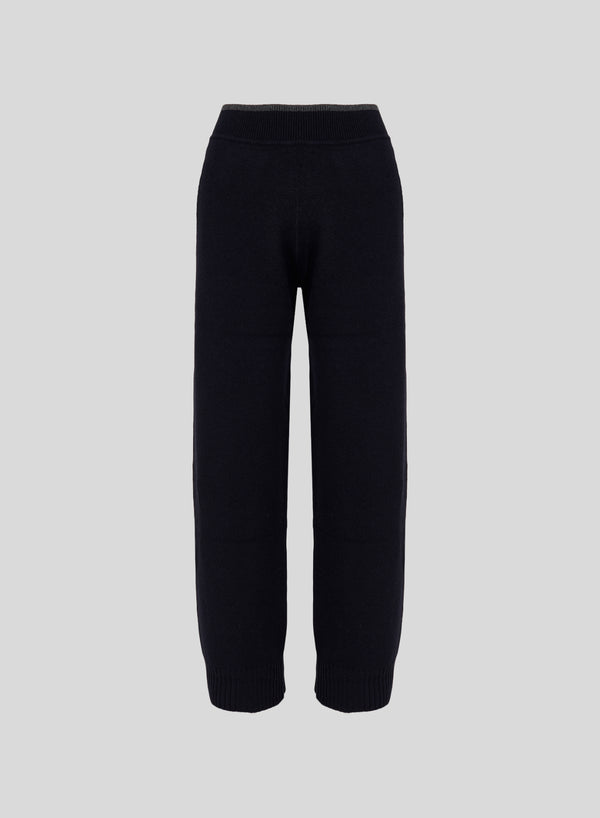 PANTALONI IN MAGLIA A GAMBA LARGA IN FILO LORENA