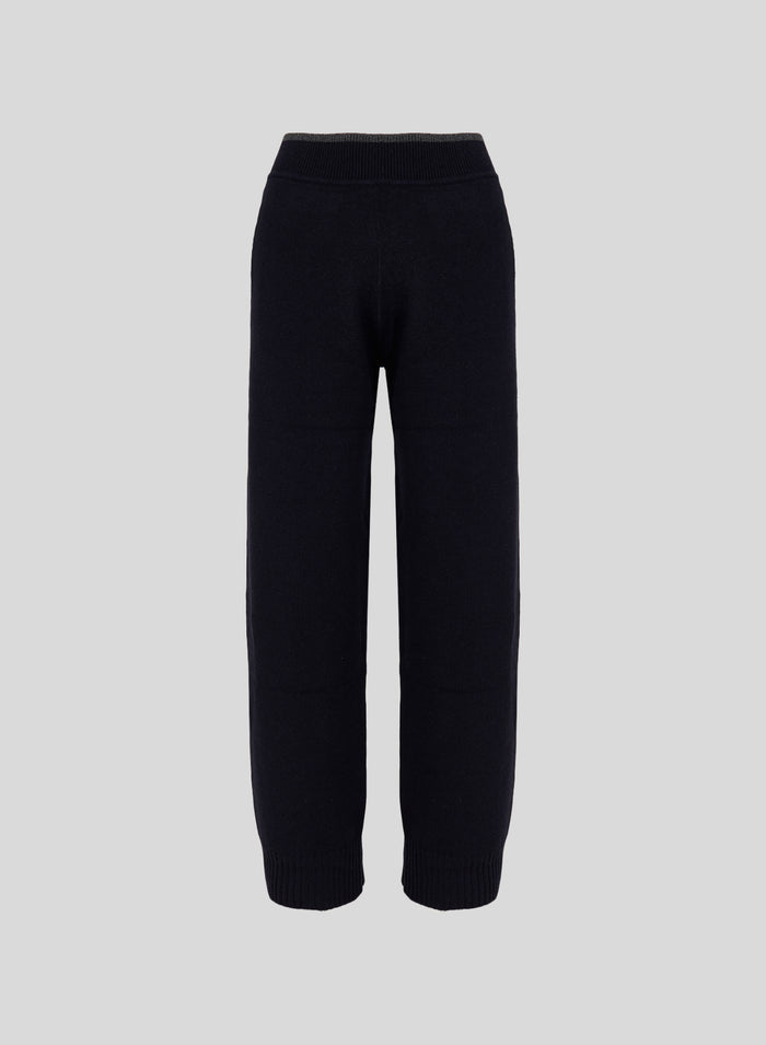 PANTALONI IN MAGLIA A GAMBA LARGA IN FILO LORENA