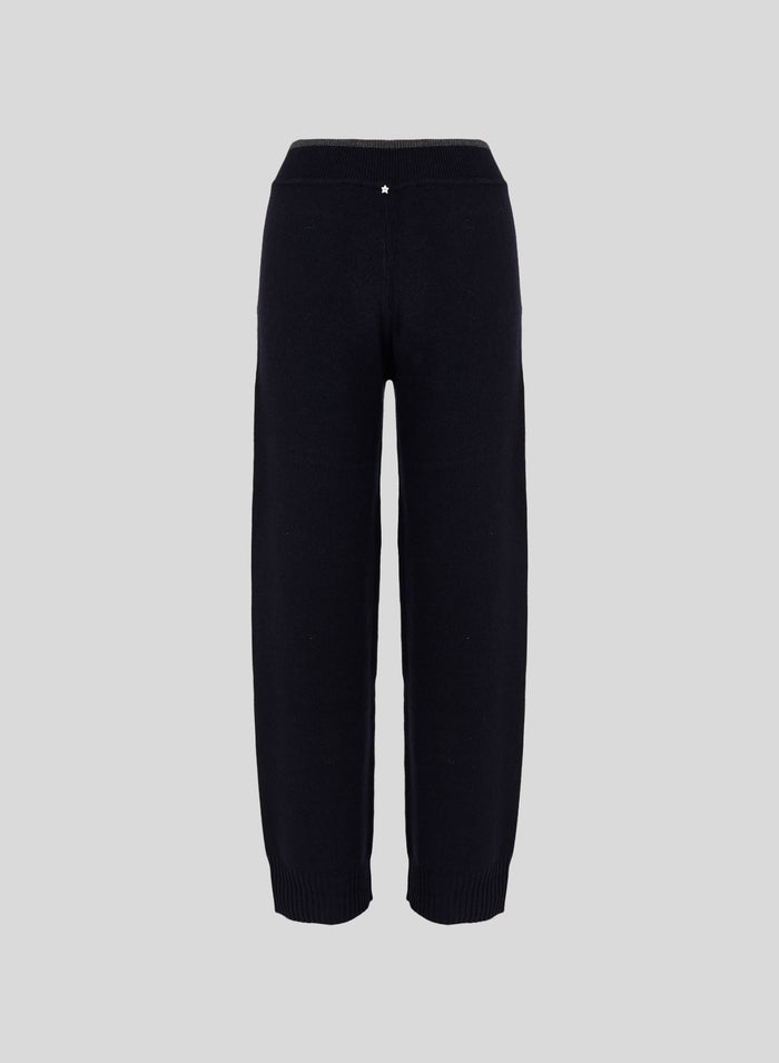 PANTALONI IN MAGLIA A GAMBA LARGA IN FILO LORENA