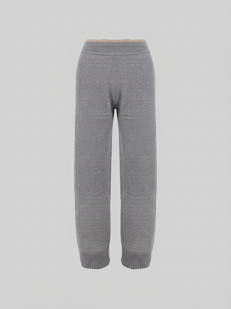 PANTALONI IN MAGLIA A GAMBA LARGA IN FILO LORENA