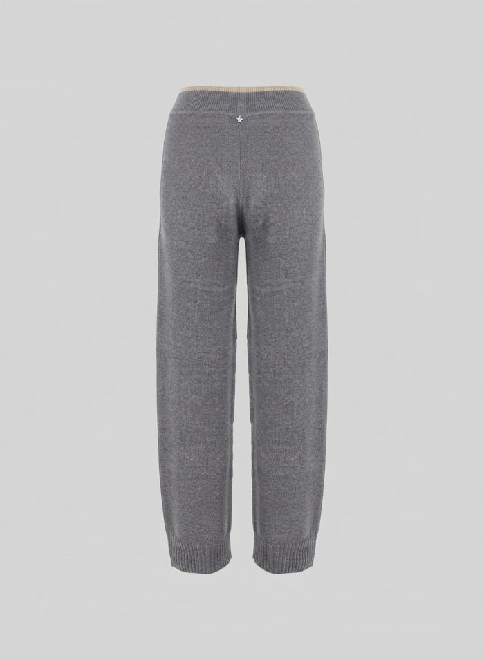 PANTALONI IN MAGLIA A GAMBA LARGA IN FILO LORENA