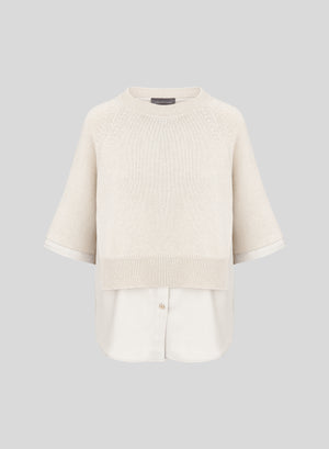 LAYERED WOOL AND CASHMERE BLEND PULLOVER