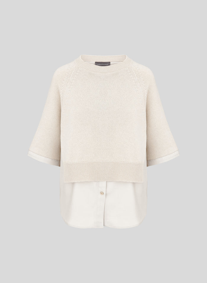 PULLOVER IN MISTO LANA E CASHMERE A STRATI