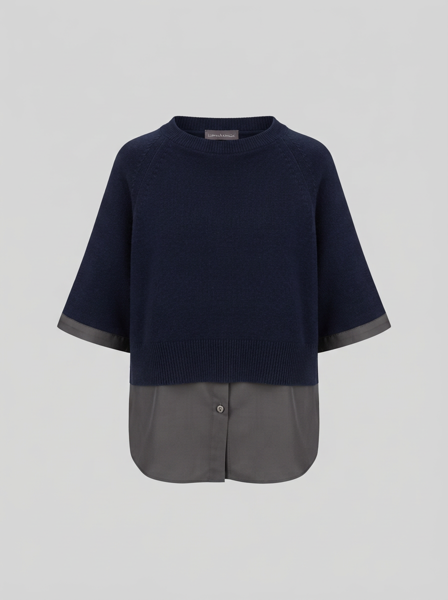 PULLOVER IN MISTO LANA E CASHMERE A STRATI