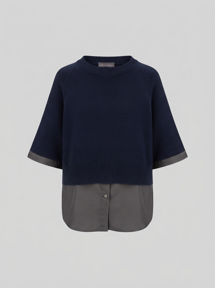 PULLOVER IN MISTO LANA E CASHMERE A STRATI