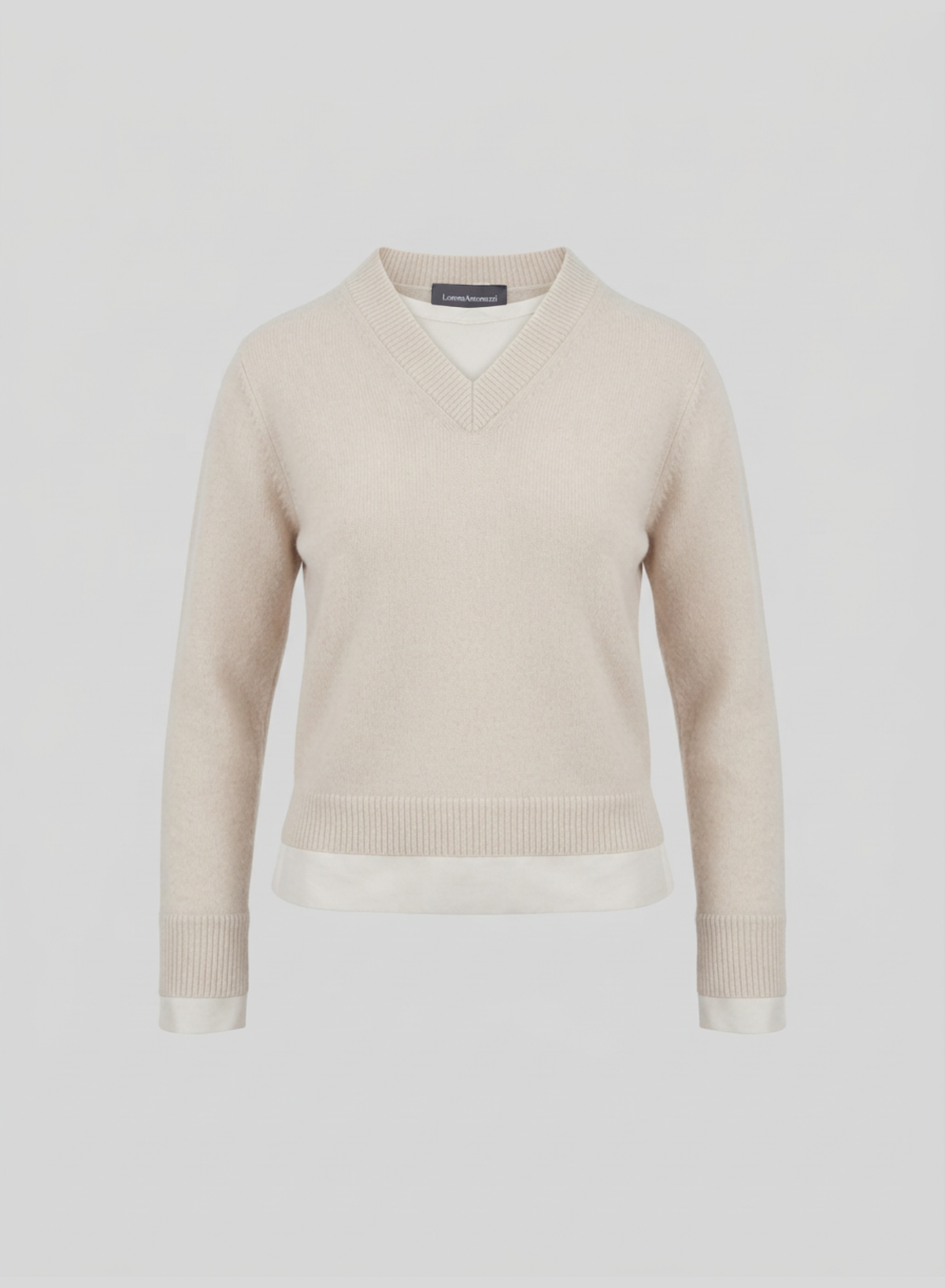 MAGLIA CON SCOLLO A V IN MISTO LANA E CASHMERE A STRATI