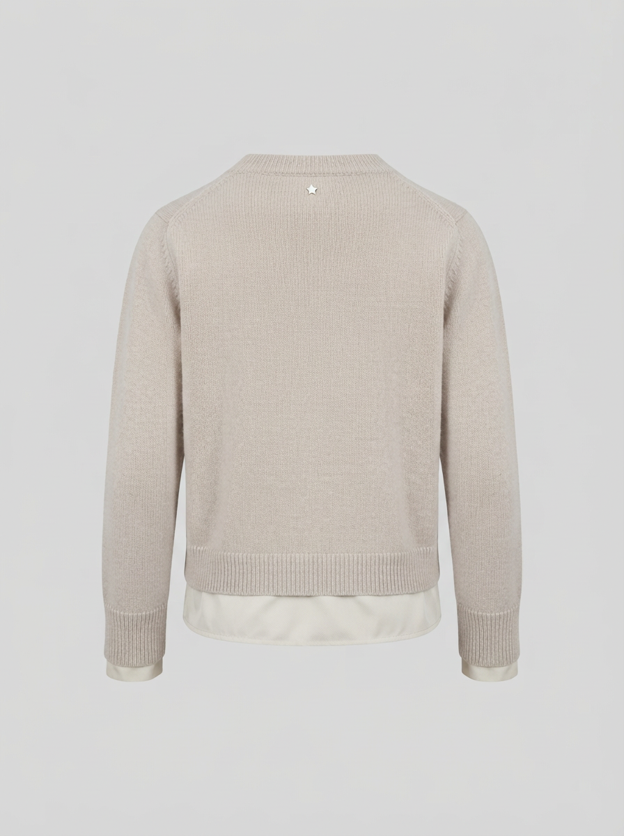 MAGLIA CON SCOLLO A V IN MISTO LANA E CASHMERE A STRATI