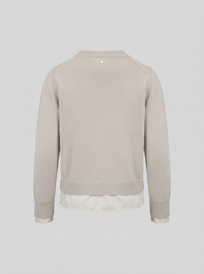 MAGLIA CON SCOLLO A V IN MISTO LANA E CASHMERE A STRATI