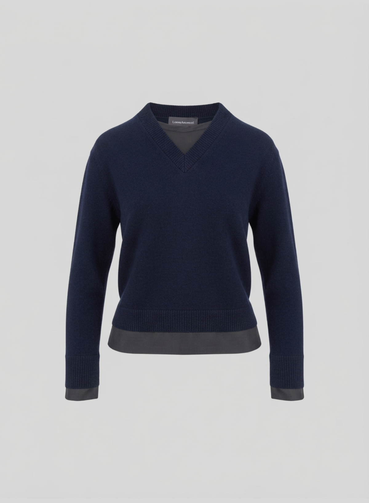MAGLIA CON SCOLLO A V IN MISTO LANA E CASHMERE A STRATI