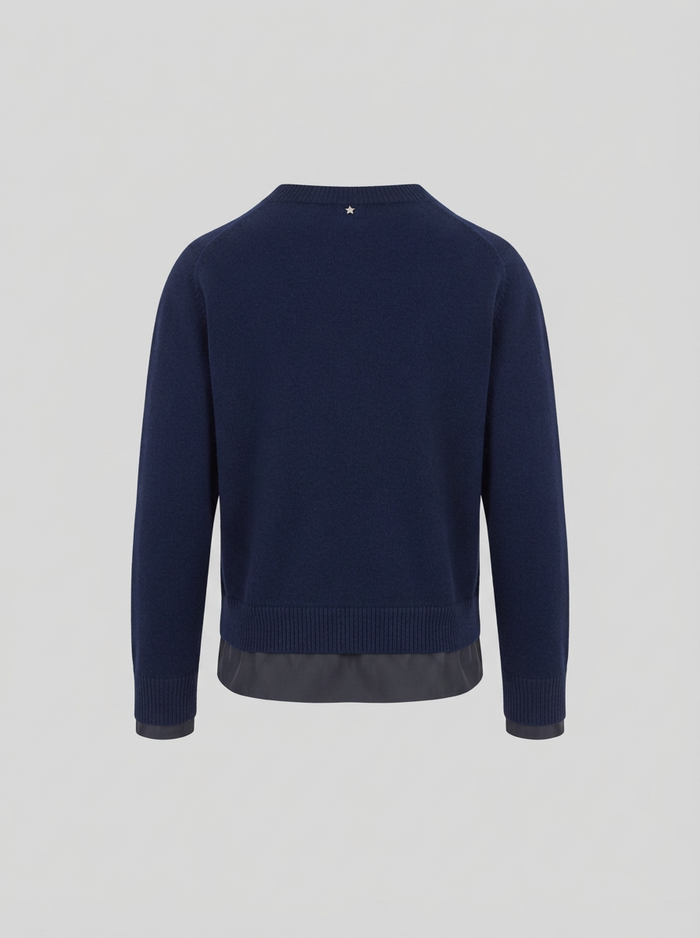MAGLIA CON SCOLLO A V IN MISTO LANA E CASHMERE A STRATI