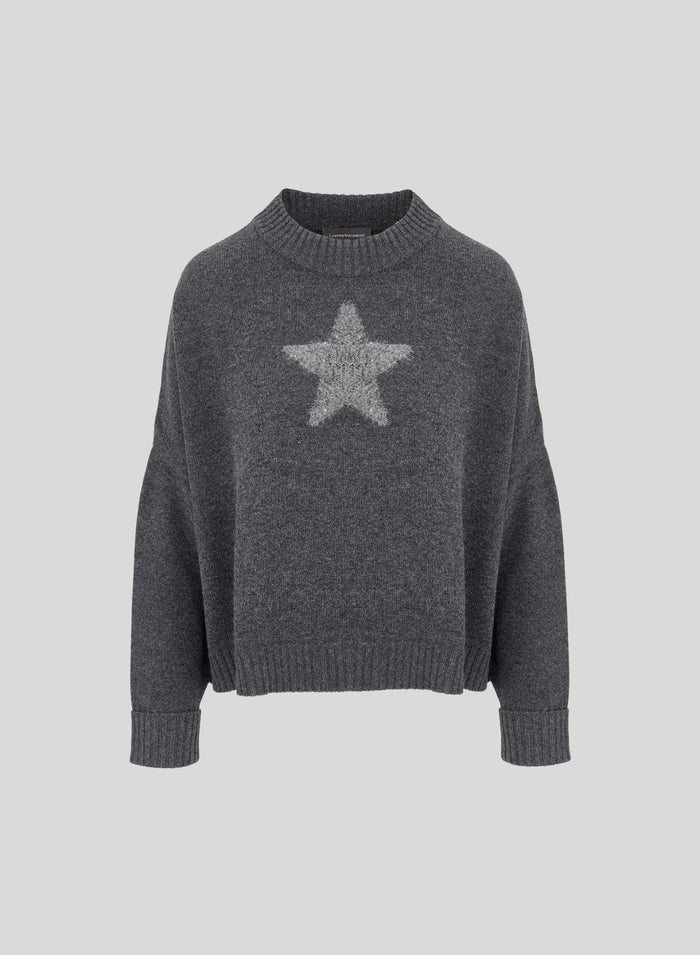 WOOL, CASHMERE, AND SILK SWEATER WITH FUR DETAIL