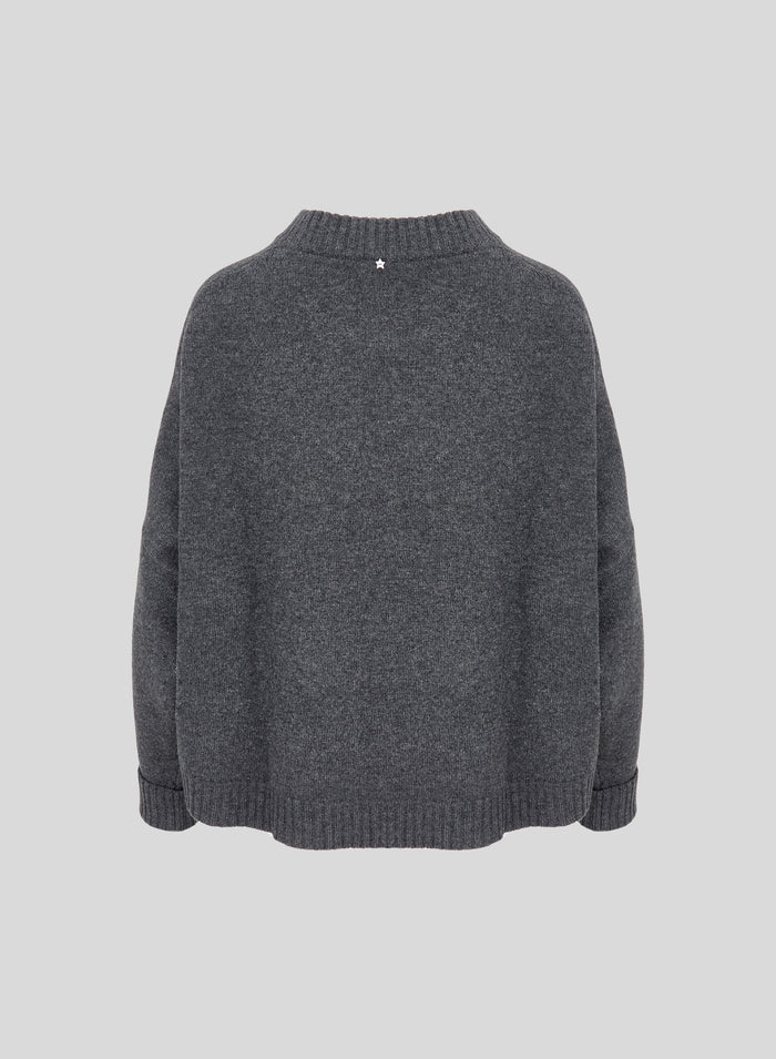 WOOL, CASHMERE, AND SILK SWEATER WITH FUR DETAIL