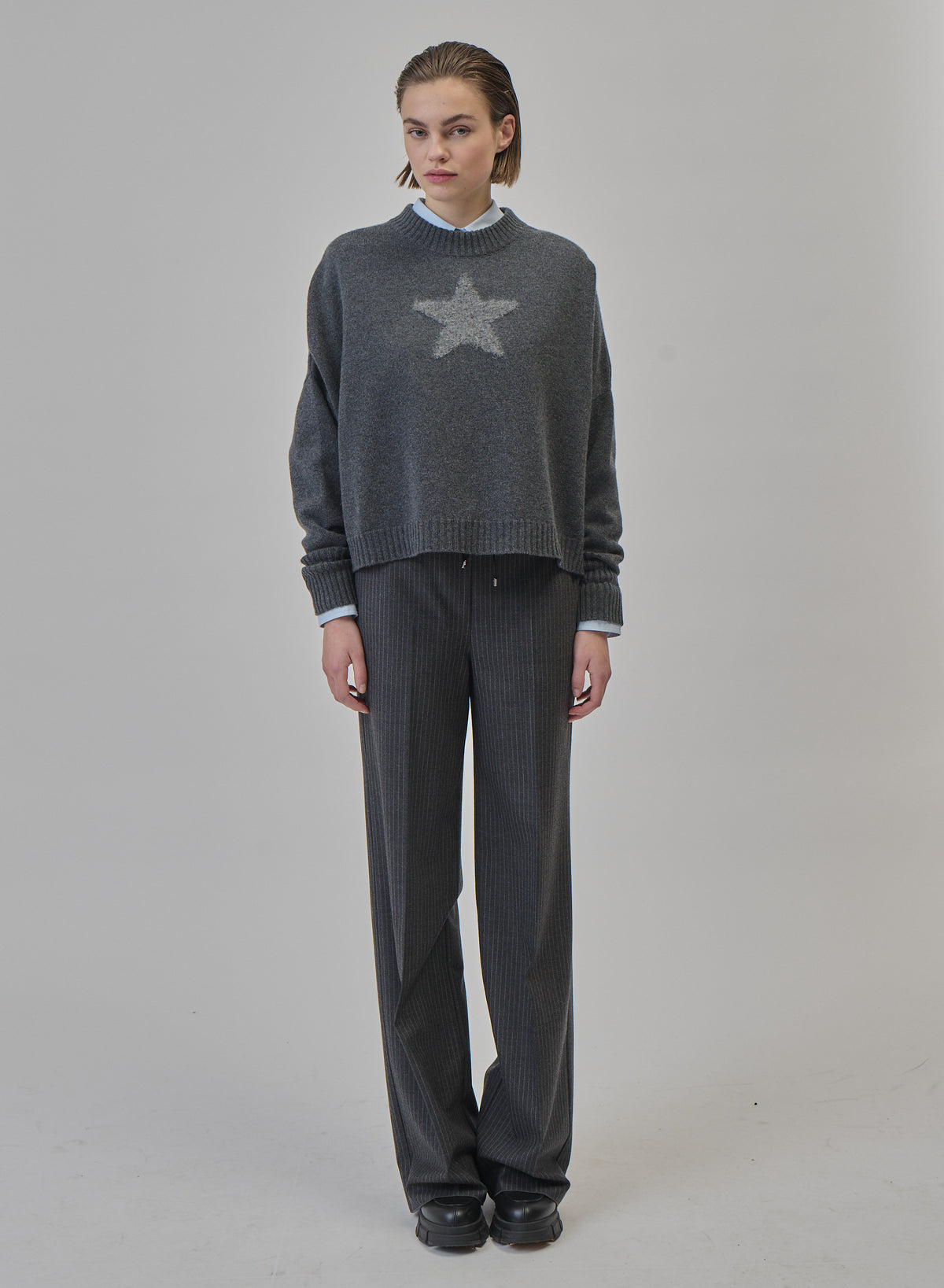 WOOL, CASHMERE, AND SILK SWEATER WITH FUR DETAIL