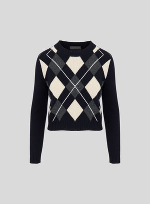 LORENA YARN SWEATER WITH DIAMOND PATTERN