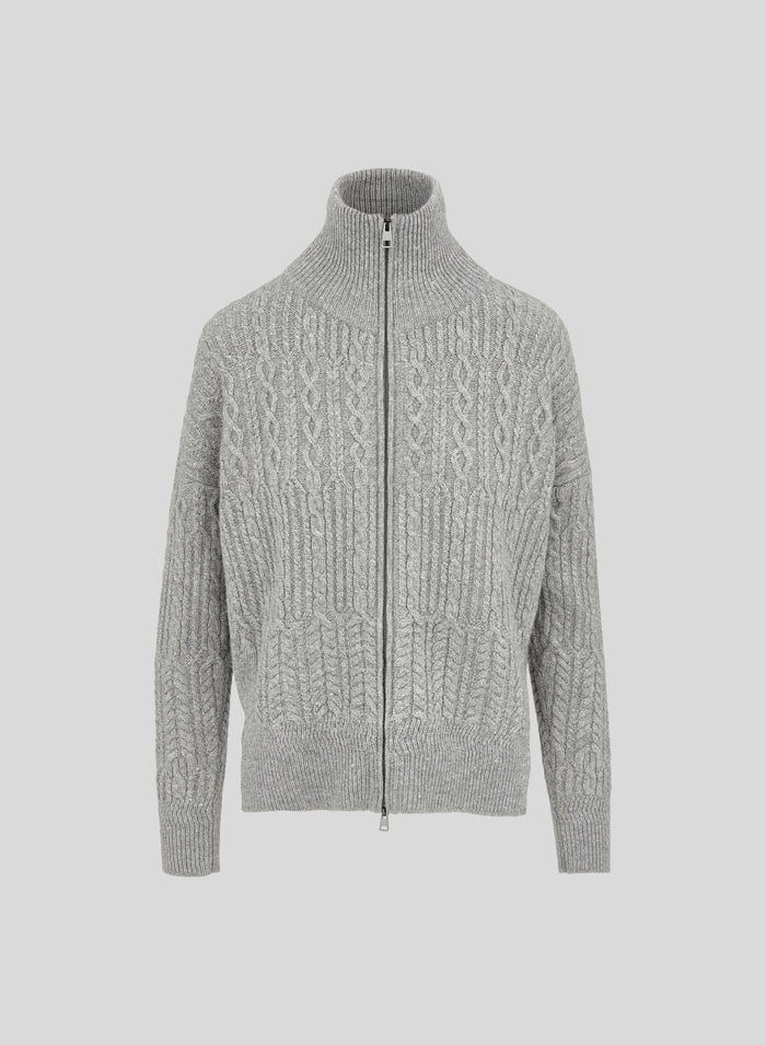CABLE AND VANISÉ RIB KNIT LORENA SWEATER