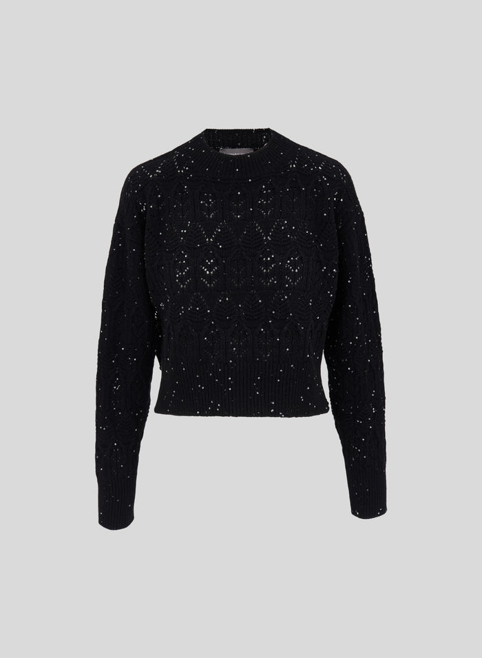 MAGLIA IN LANA E CASHMERE IN PUNTO LAVORATO CON PAILLETTES