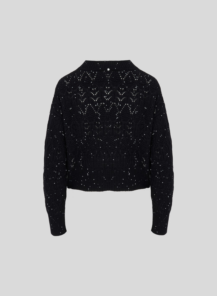 MAGLIA IN LANA E CASHMERE IN PUNTO LAVORATO CON PAILLETTES