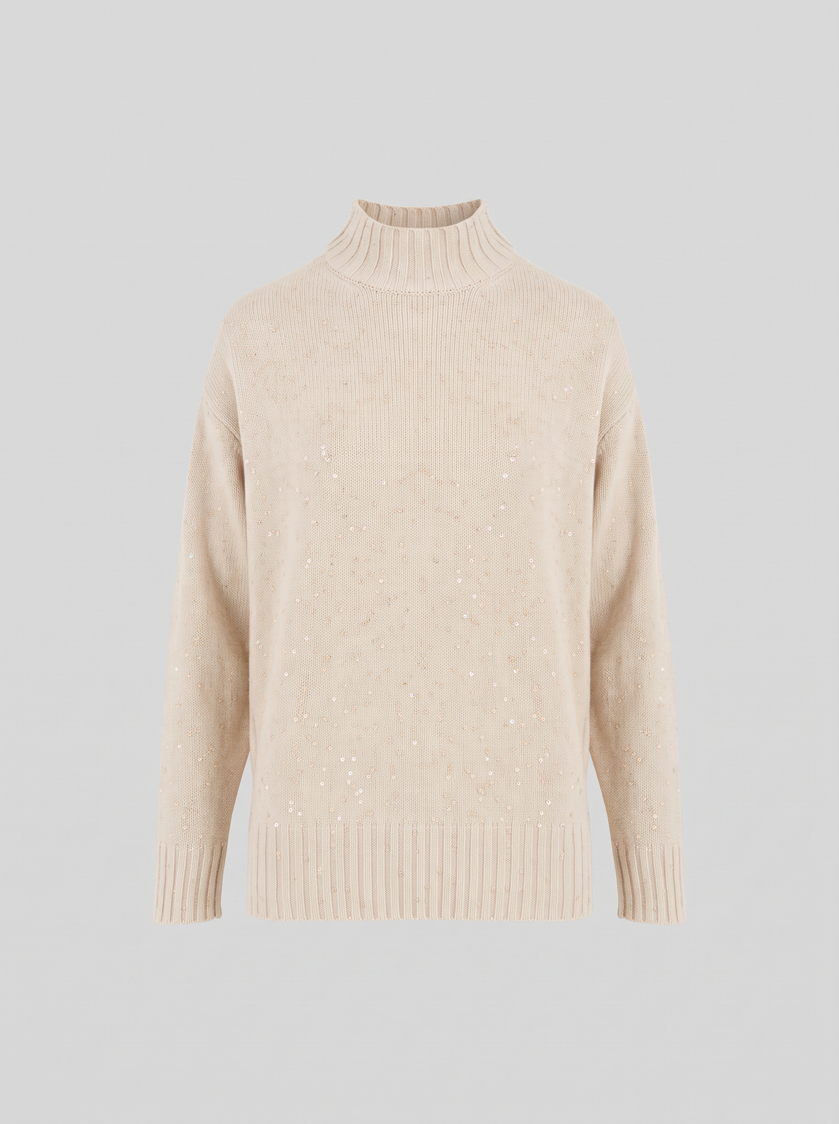 REVERSIBLE WOOL, SILK AND CASHMERE TURTLENECK WITH SEQUINS
