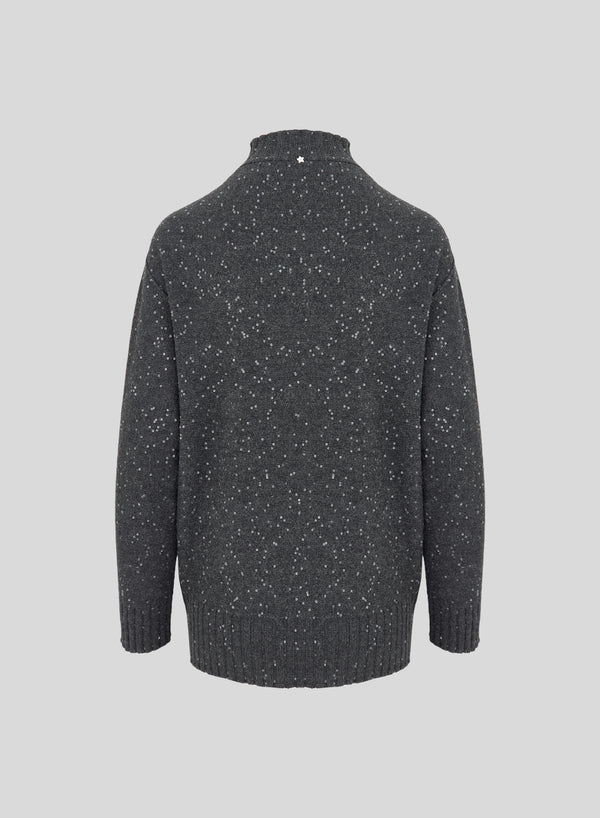 WOOL, SILK AND CASHMERE REVERSIBLE TURTLENECK WITH SEQUINS