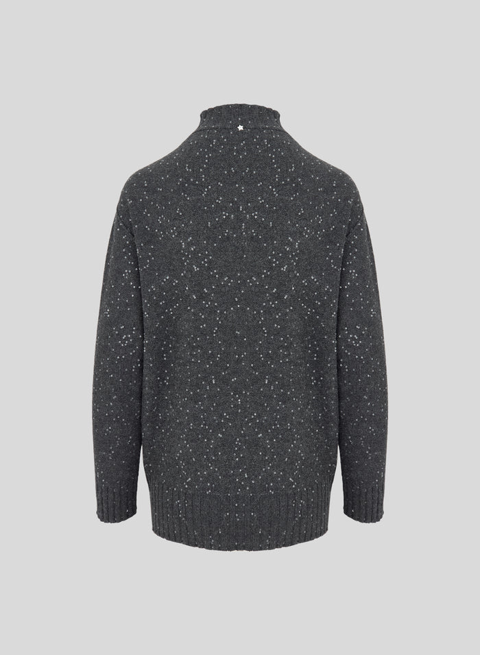 WOOL, SILK AND CASHMERE REVERSIBLE TURTLENECK WITH SEQUINS