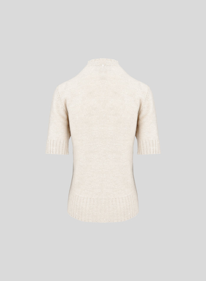 T-SHIRT REVERSIBILE IN MAGLIA DI LANA, SETA E CASHMERE CON PAILLETTES