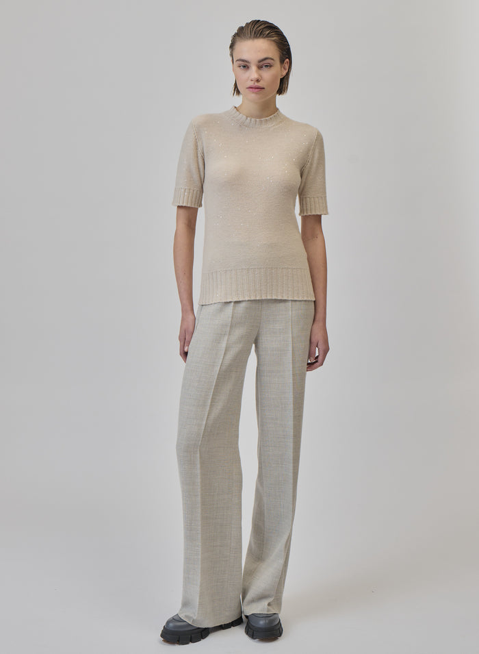 T-SHIRT REVERSIBILE IN MAGLIA DI LANA, SETA E CASHMERE CON PAILLETTES