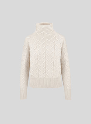 CASHMERE AND WOOL TURTLENECK WITH ICONIC FLAT BRAID