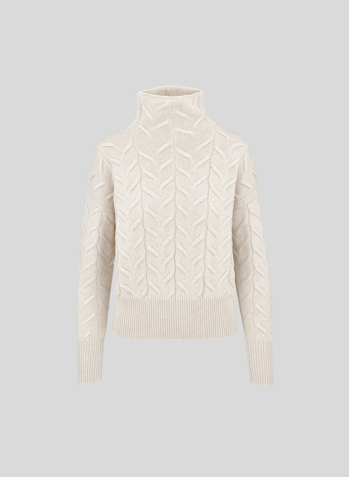 DOLCEVITA IN CASHMERE E LANA CON TRECCIA ICONICA PIATTA