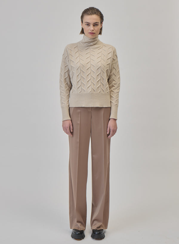 DOLCEVITA IN CASHMERE E LANA CON TRECCIA ICONICA PIATTA