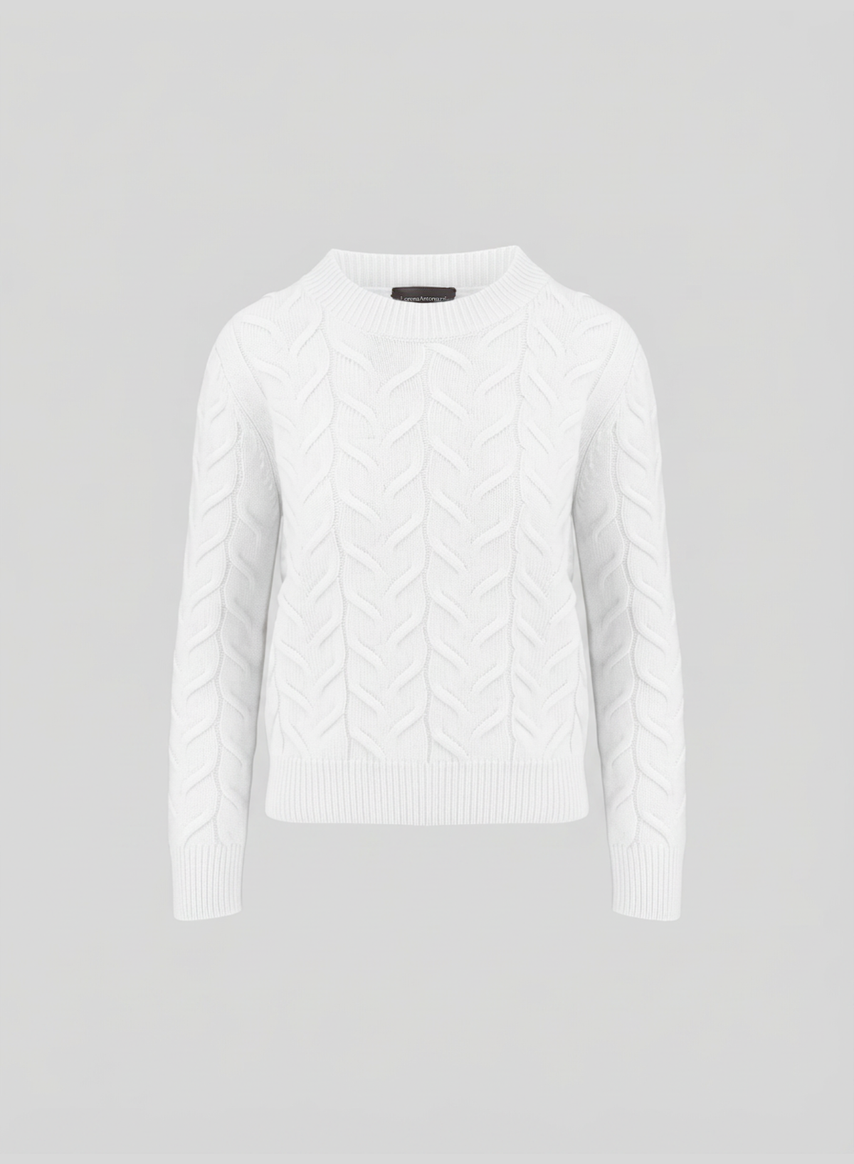 MAGLIA IN CASHMERE E LANA CON TRECCIA ICONICA PIATTA