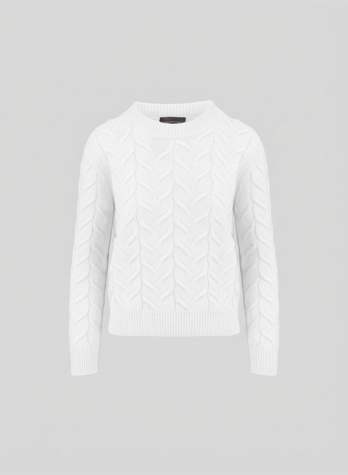 MAGLIA IN CASHMERE E LANA CON TRECCIA ICONICA PIATTA