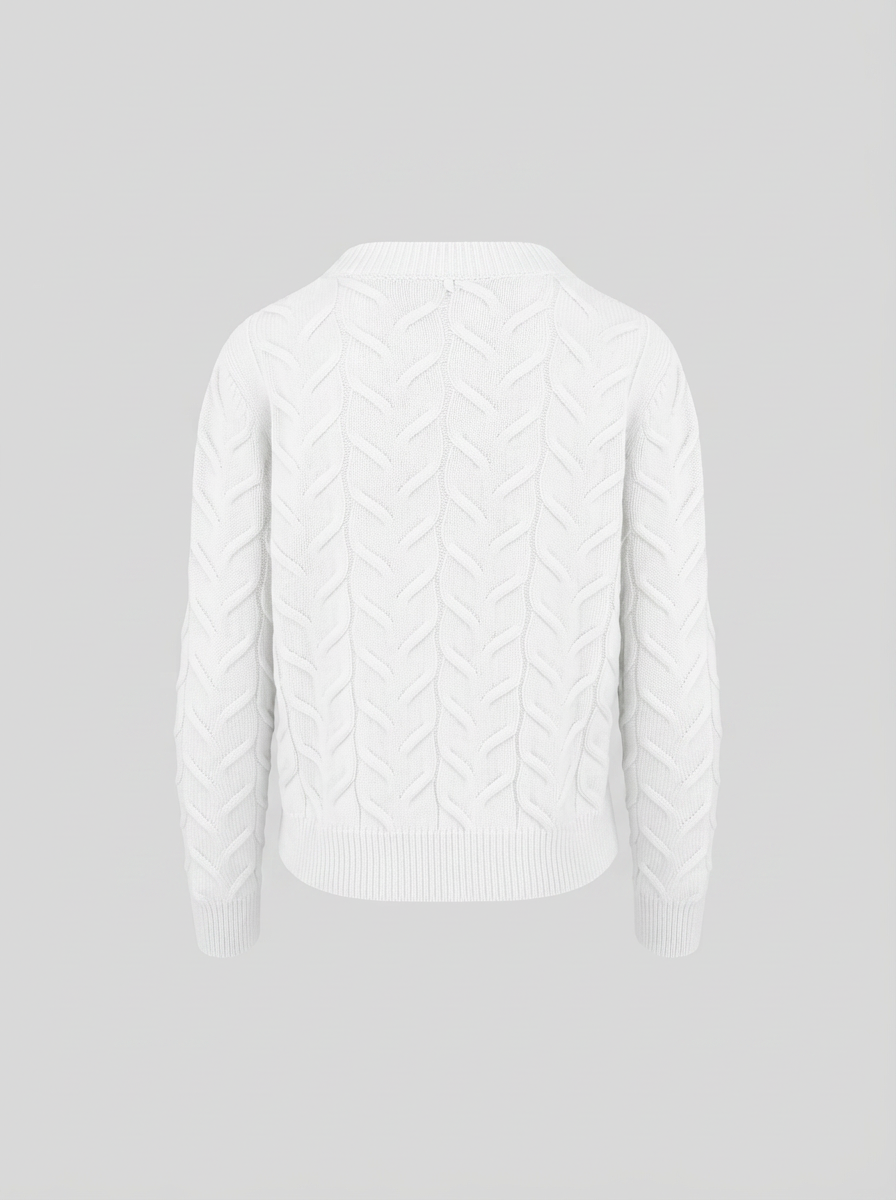 MAGLIA IN CASHMERE E LANA CON TRECCIA ICONICA PIATTA