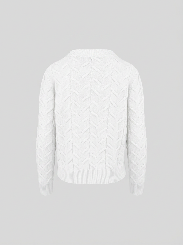 MAGLIA IN CASHMERE E LANA CON TRECCIA ICONICA PIATTA