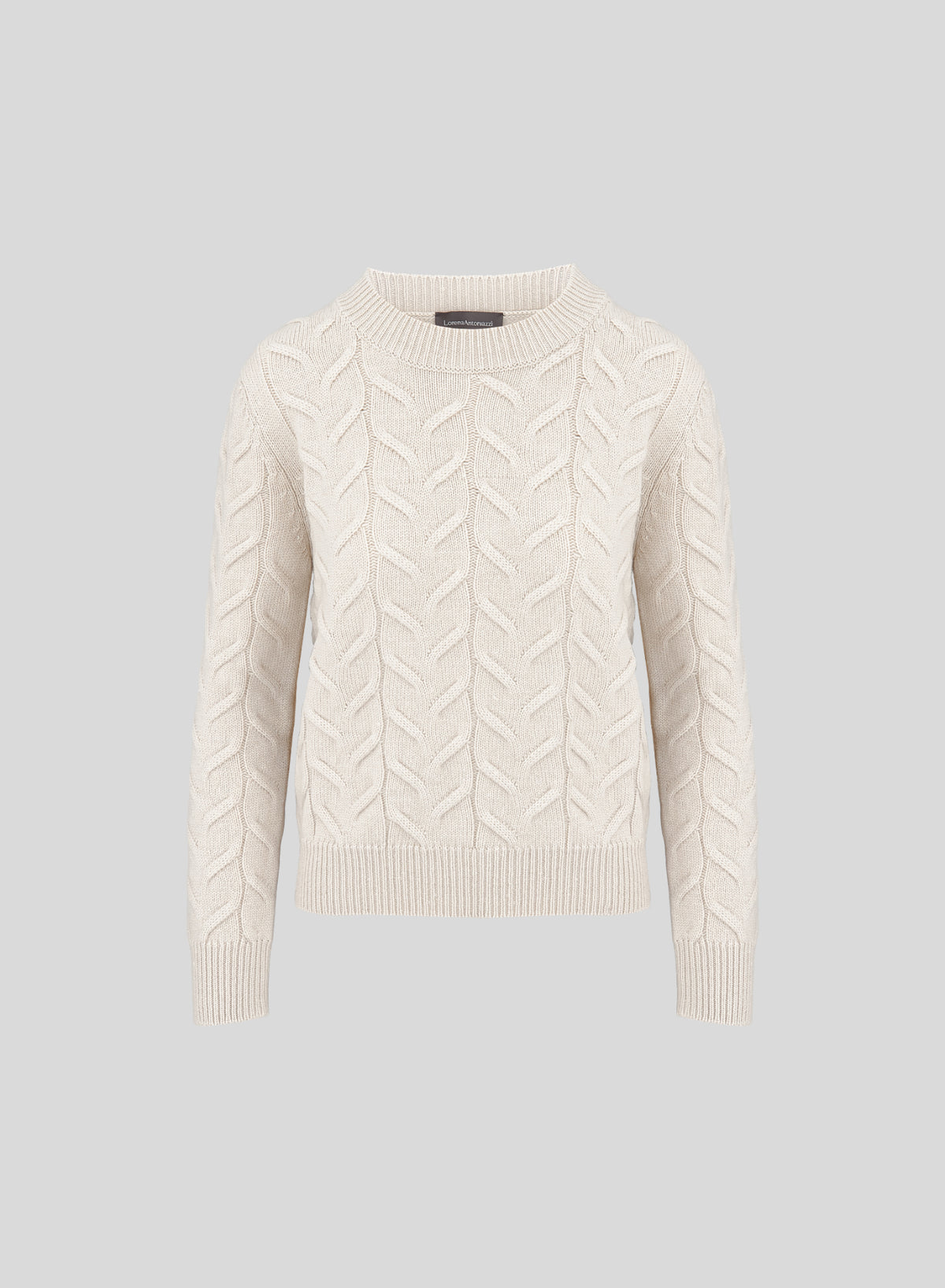 MAGLIA IN CASHMERE E LANA CON TRECCIA ICONICA PIATTA