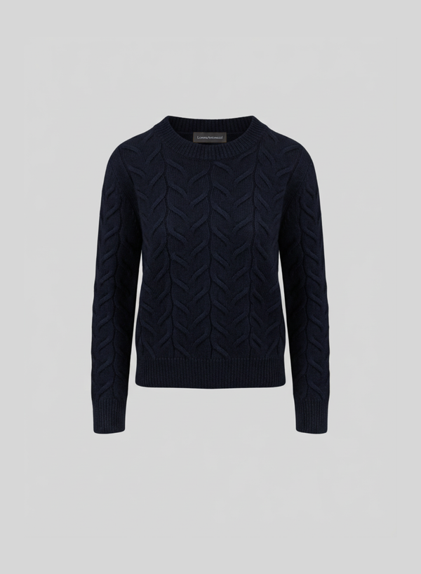 MAGLIA IN FILO LORENA CON TRECCIA ICONICA PIATTA